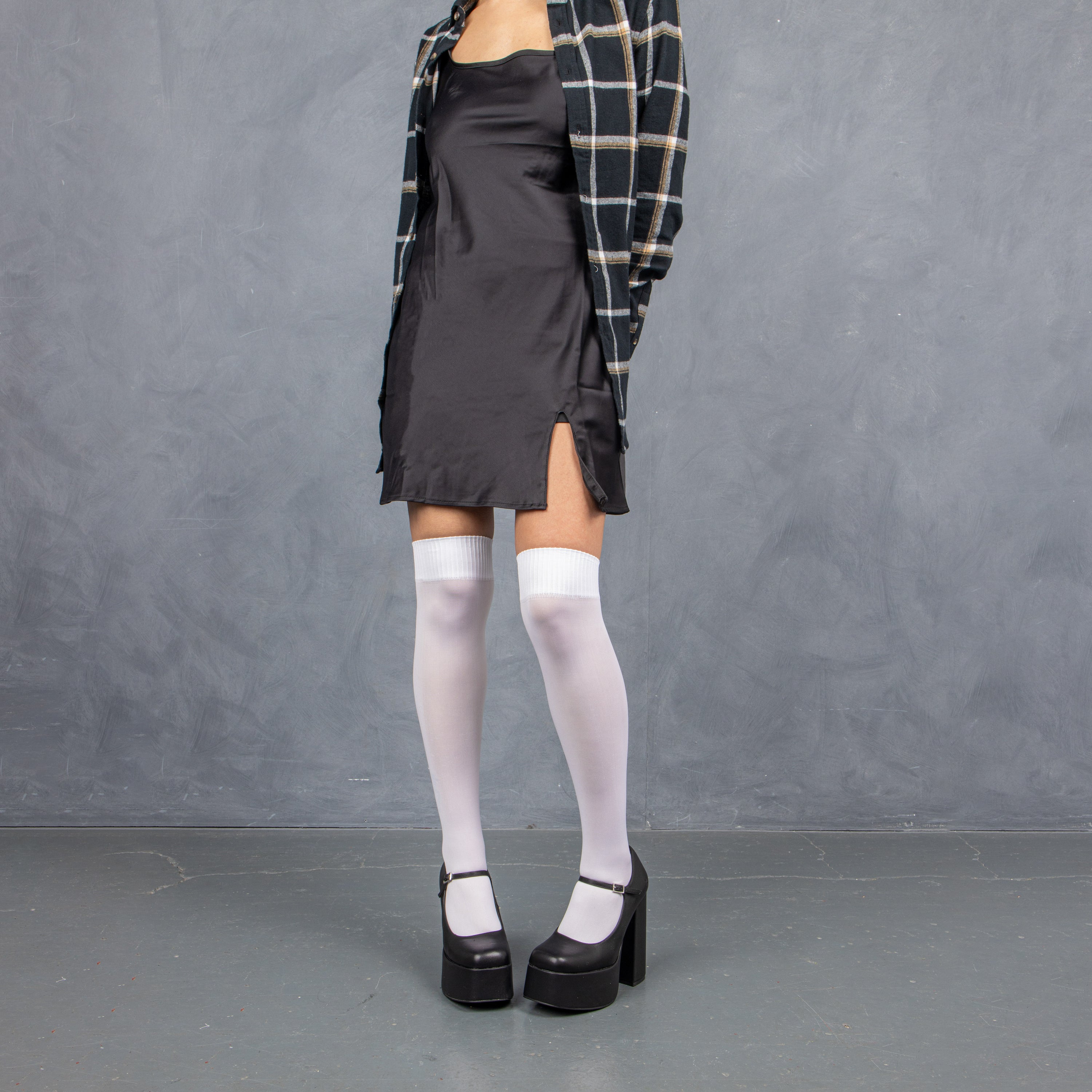 Darkbloom Black Platform Heels - Shoes - KOI Footwear - Black - Model Front View
