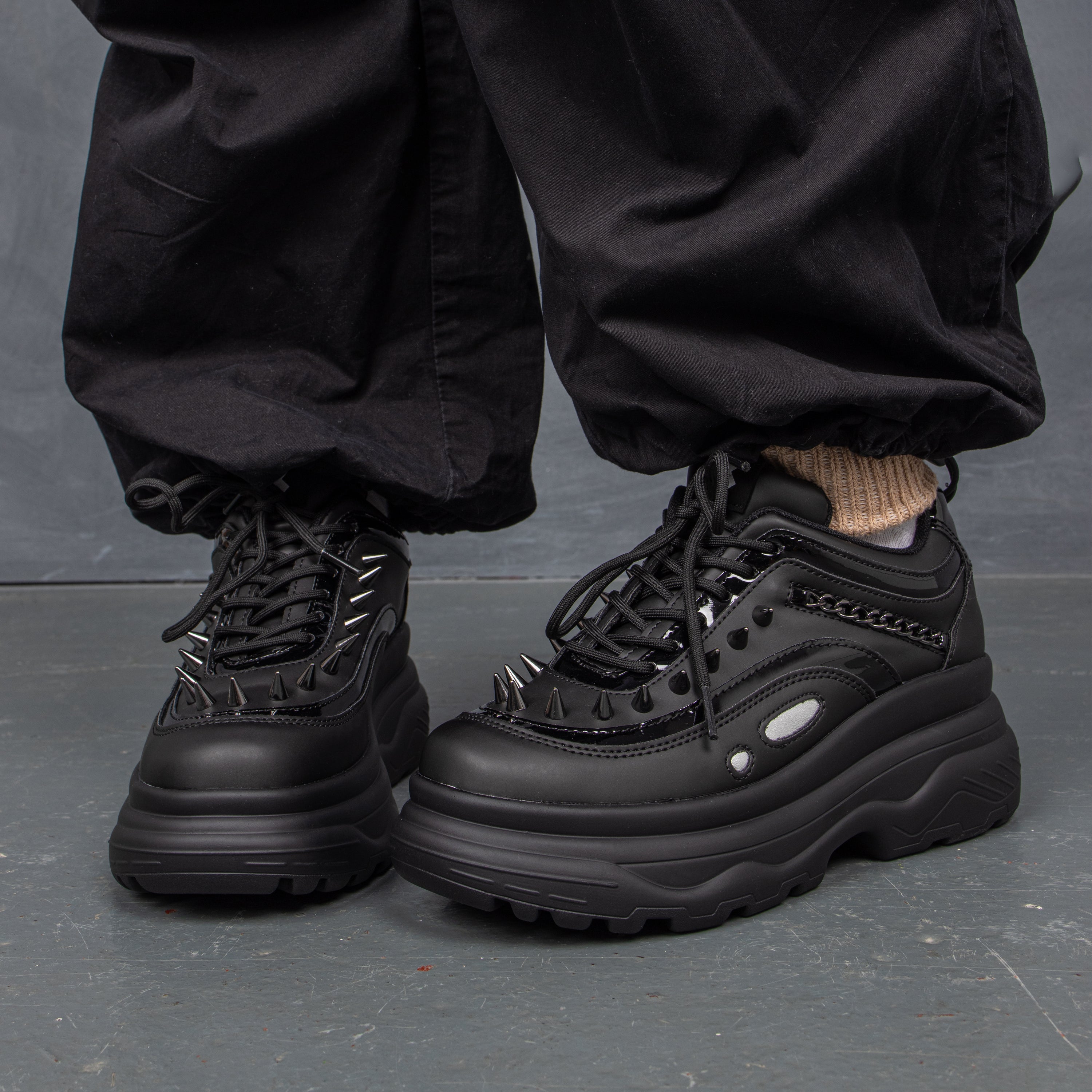 BANE OF EXILE TRAINERS - Trainers - KOI Footwear - Black - Front and Side Model View