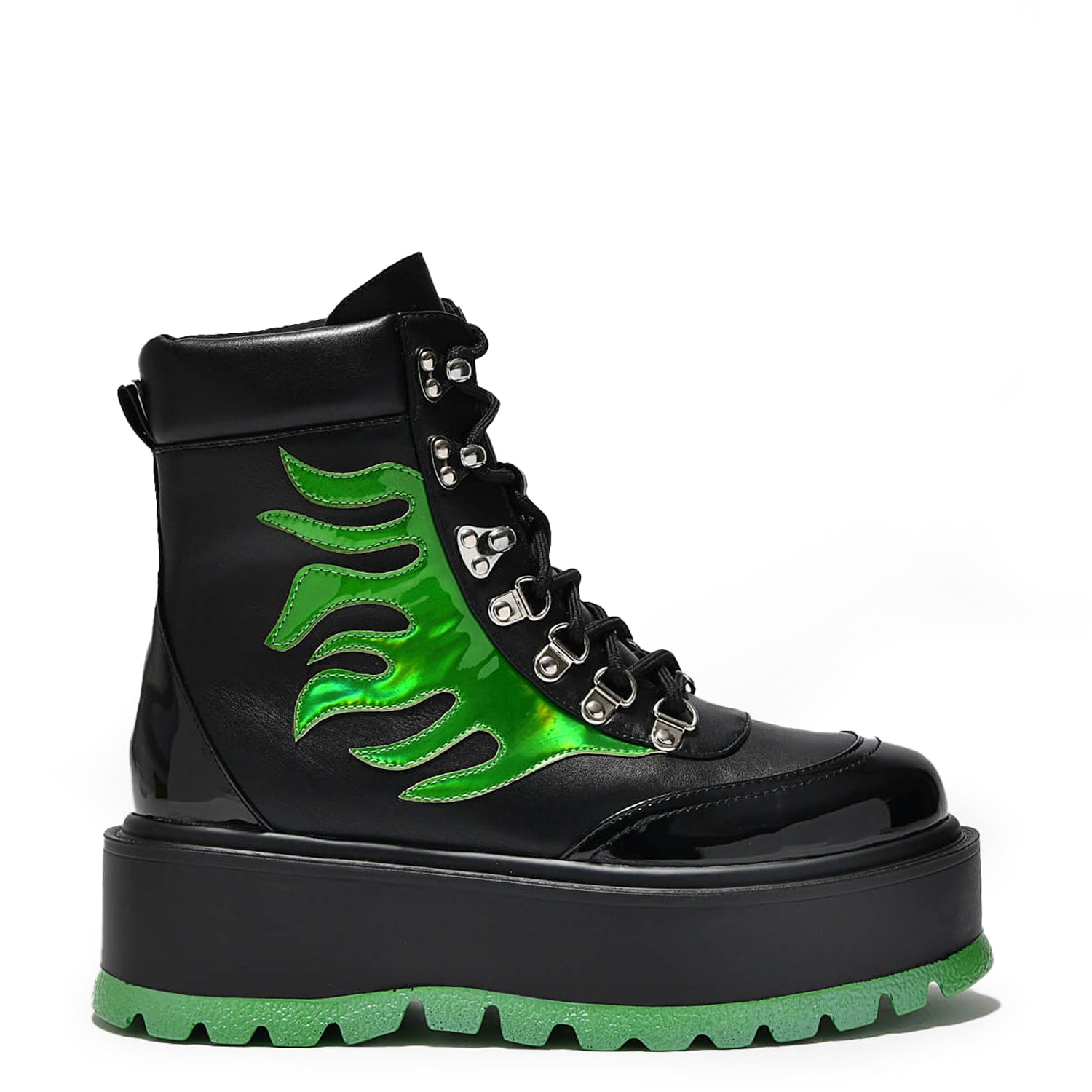 CHA CHA CHA Hologram Flame Boots - Ankle Boots - KOI Footwear - Black - Main View