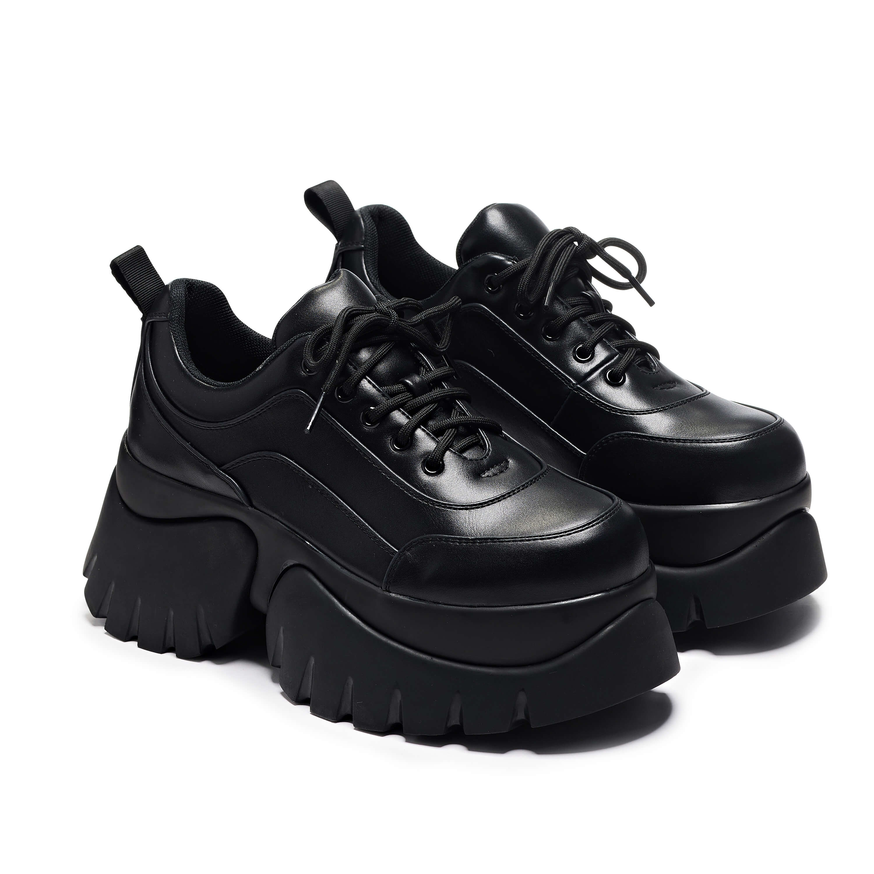 Chronicles Vilun Platform Trainers - Trainers - KOI Footwear - Black - Three-Quarter View