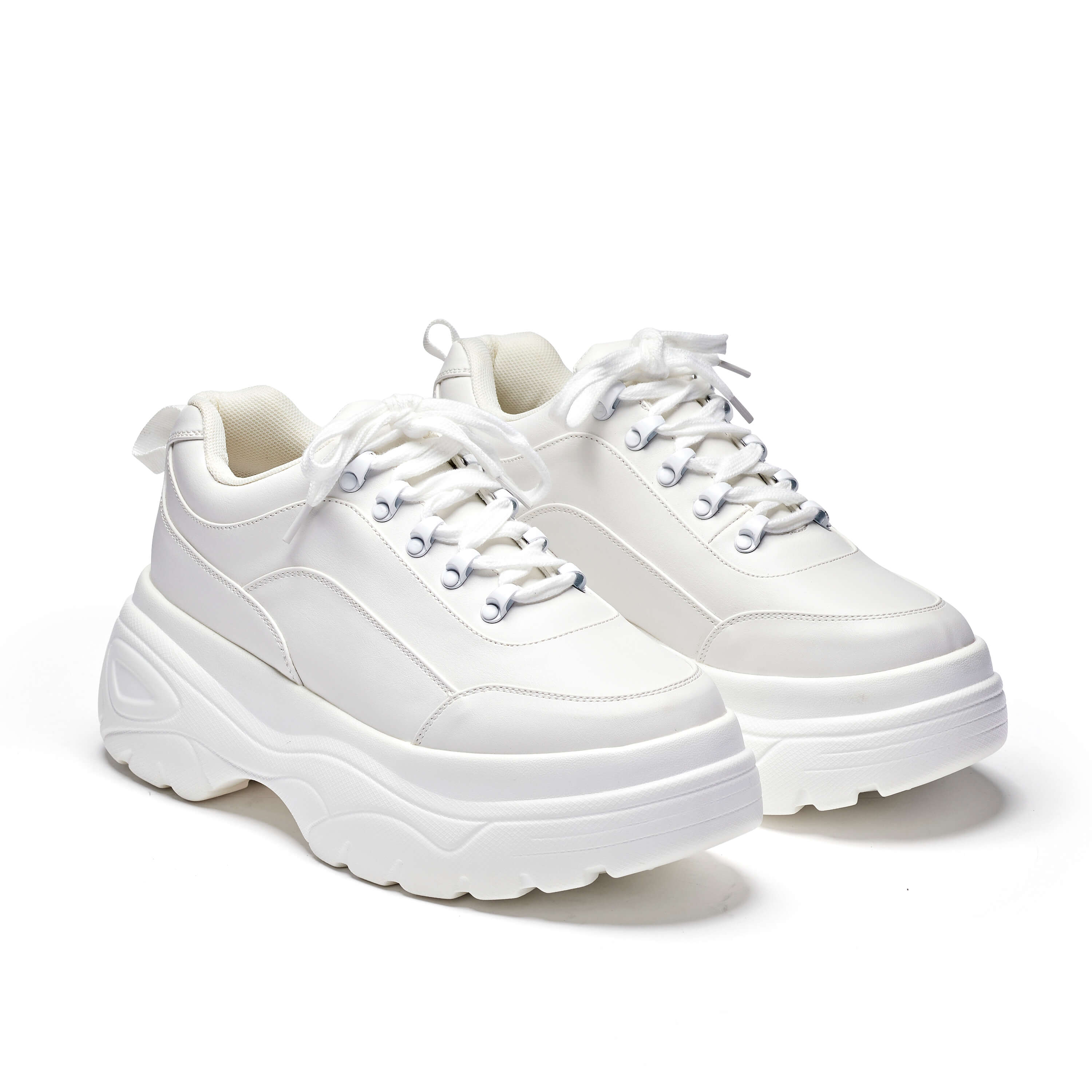 Jennie Striker White Chunky Bubble Trainers - Trainers - KOI Footwear - White - Three-Quarter View