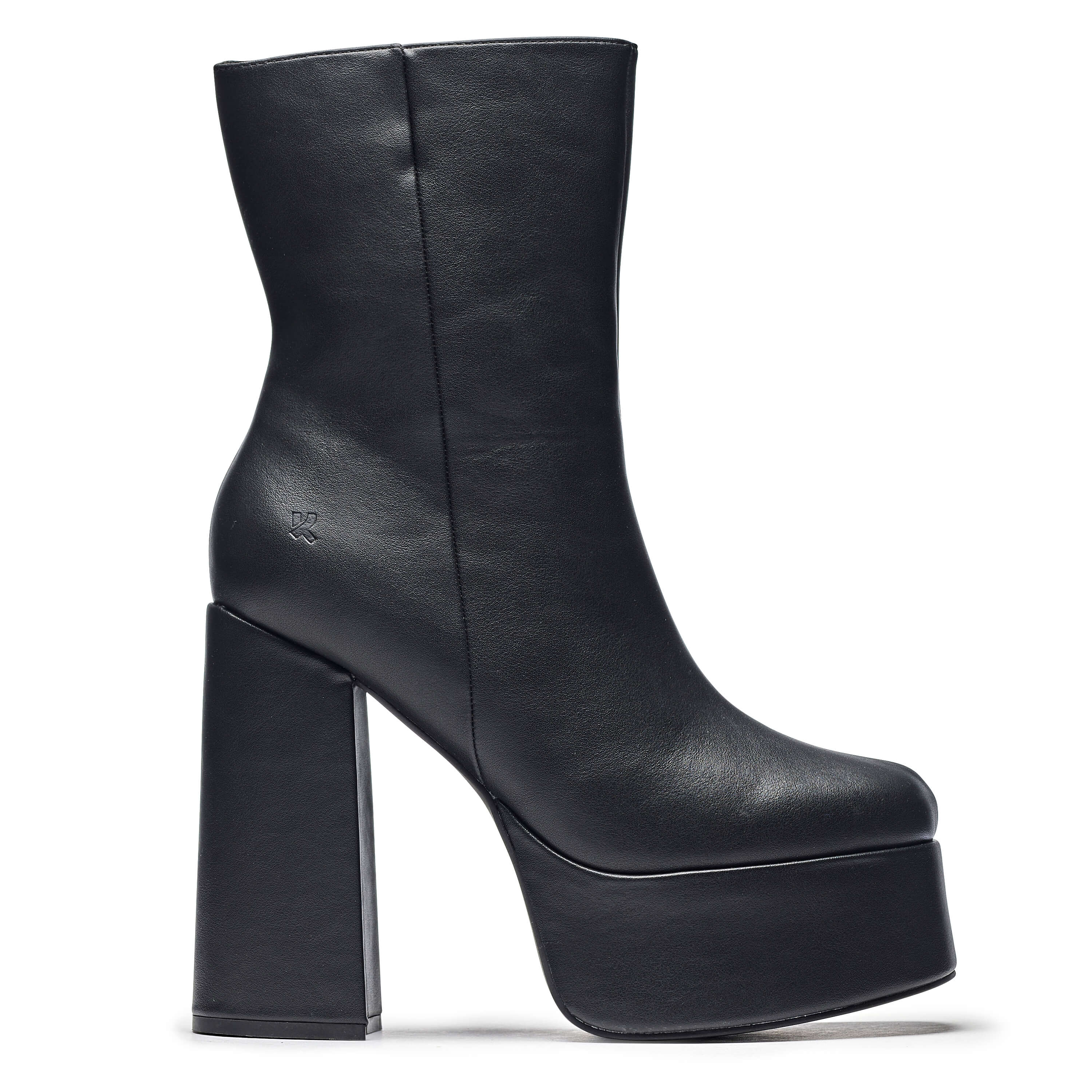 Lexus Black Platform Heeled Boots - Ankle Boots - KOI Footwear - Black - Main View