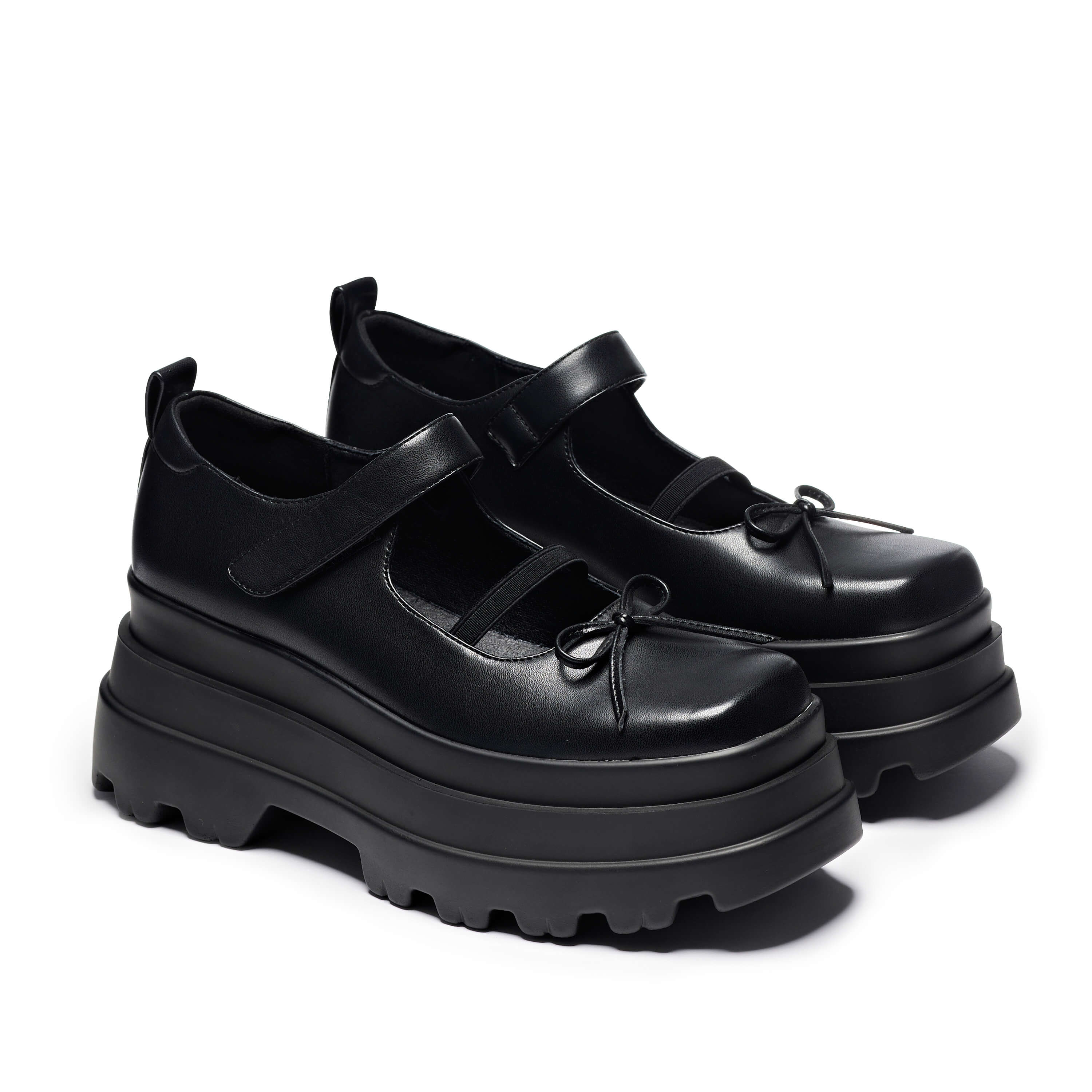 Obsidian Doll Trident Mary Janes - Black - Mary Janes - KOI Footwear - Black - Three-Quarter View