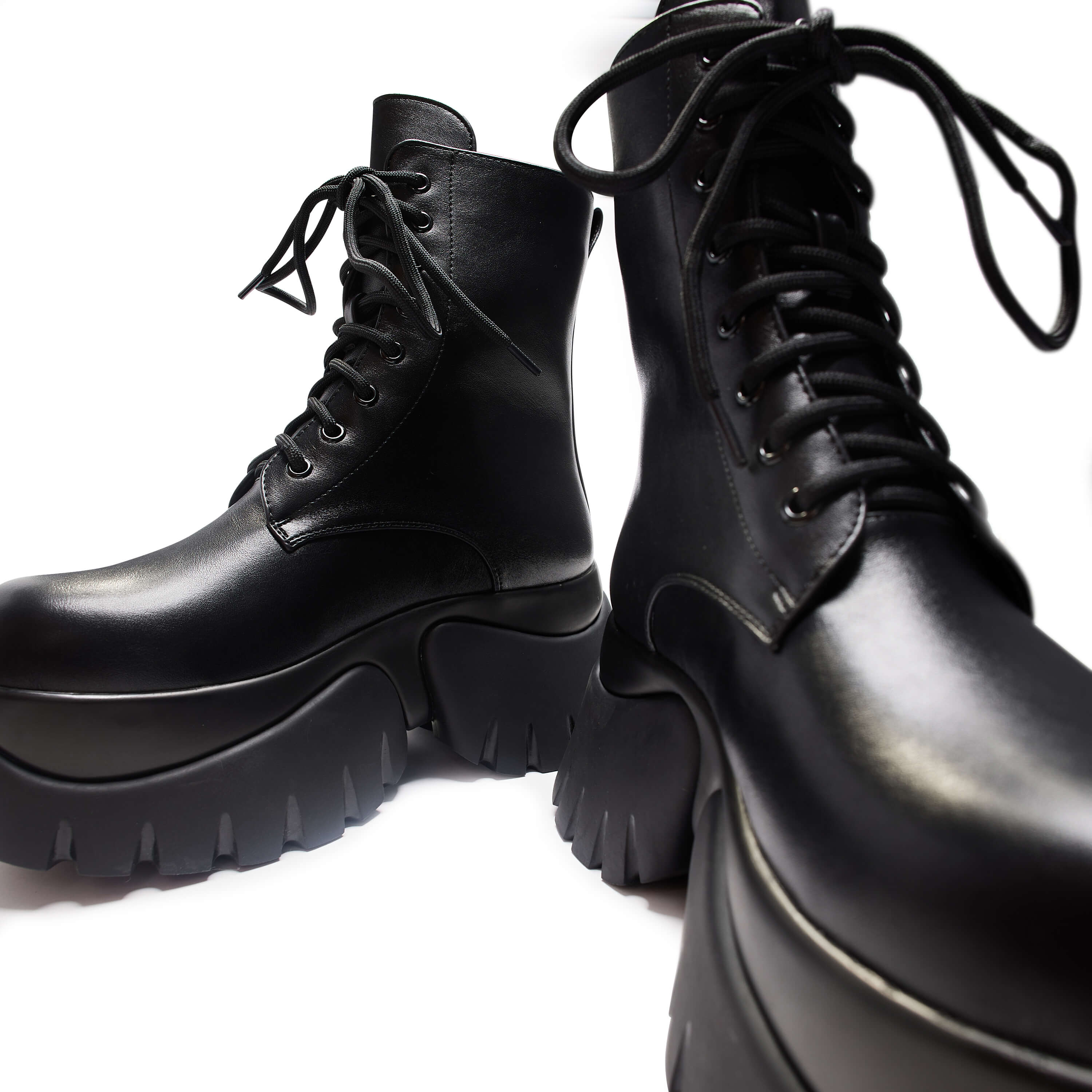 Rancor Vilun Black Lace up Boots - Ankle Boots - KOI Footwear - Black - Front Detail