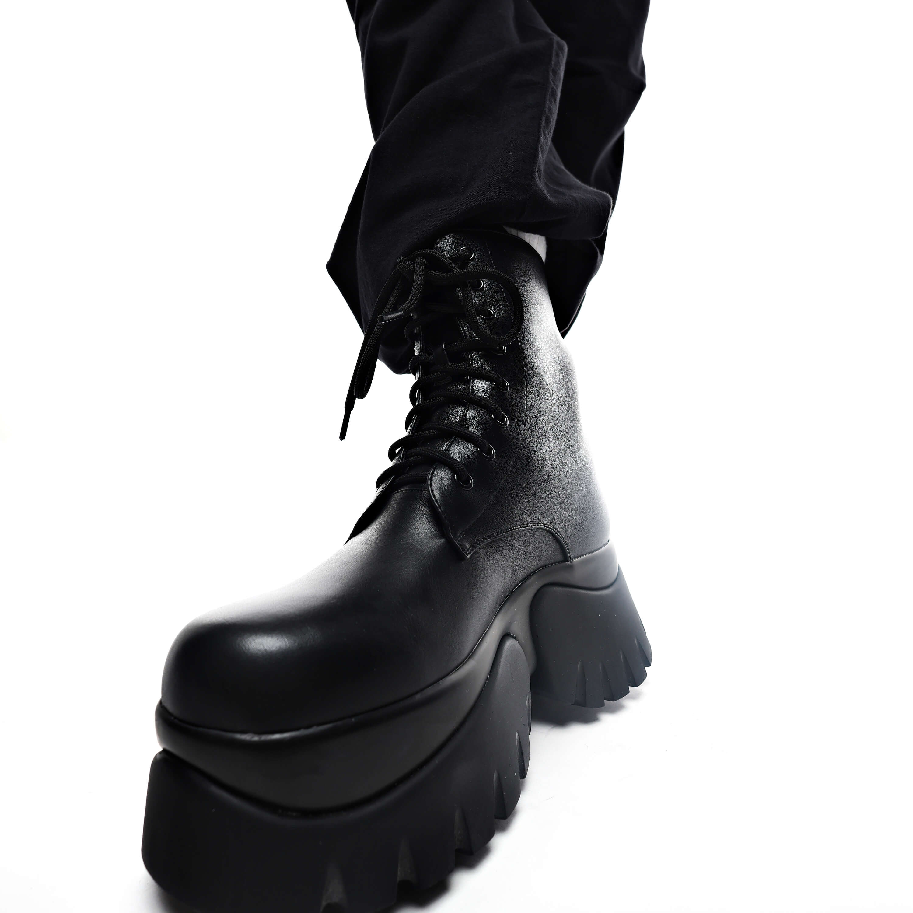 Rancor Vilun Black Lace up Boots - Ankle Boots - KOI Footwear - Black - Model Front View
